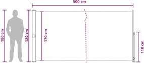 vidaXL Ανακλινόμενος Πλευρικός Απλώστρα Ορθογώνιος 180 x 500 cm