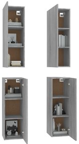 vidaXL Έπιπλα Τηλεόρασης 4 τεμ. Γκρι Sonoma30,5x30x90 εκ. Επεξ. Ξύλο