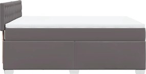 vidaXL Κρεβάτι Boxspring με Στρώμα Γκρι 160x200εκ. από Συνθετικό Δέρμα