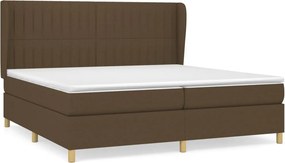 vidaXL Κρεβάτι Boxspring με Στρώμα Σκούρο Καφέ 200x200 εκ. Υφασμάτινο