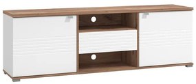 Έπιπλο Τηλεόρασης Grenoble Λευκό - Flagstaff Oak - Λευκό Γυαλιστερό 176x40x57 εκ. 176x40x57 εκ.