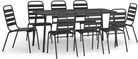 vidaXL Σετ Τραπεζαρίας Κήπου 9 Τεμαχίων Ανθρακί από Ατσάλι