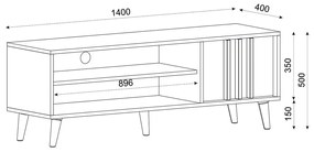 Έπιπλο Τηλεόρασης ANDROS Φυσικό/Ανθρακί Μοριοσανίδα/Μελαμίνη 140x40x50cm - 14410208