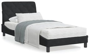 Κρεβάτι με Στρώμα Μαύρο 90x190 εκ. Βελούδινο