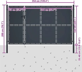 vidaXL Πόρτα Κήπου Ανθρακί 350x150 εκ. από Ατσάλι