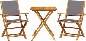 vidaXL Σετ Επίπλων Bistro 3 τεμ. Ανθρακί Ύφασμα/Μασίφ Πεύκου