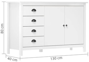 vidaXL Μπουφές Hill Λευκός 130x40x80 εκ. από Μασίφ Ξύλο Πεύκου