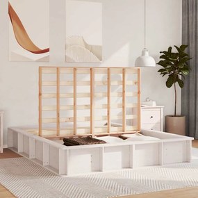 vidaXL Σκελετός Κρεβατιού Λευκό 210 x 168 x 30 εκ Στερεά ξυλεία πεύκου