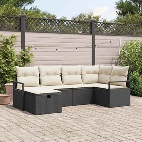 vidaXL Σετ Καναπέ Κήπου 6 pcs Μαύρο και κρεμ 232 x 122 x 85 εκ.