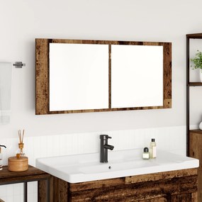 vidaXL Καθρέφτης LED Ντουλάπι Παλιό Ξύλο 100x12x45 cm