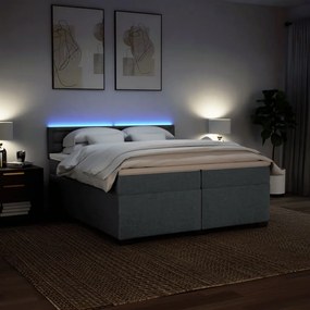 vidaXL Κρεβάτι Boxspring με Στρώμα Σκούρο Γκρι 200x200 εκ. Υφασμάτινο