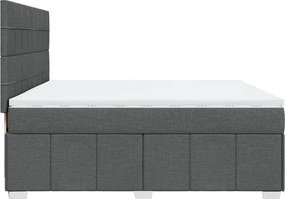 vidaXL Κρεβάτι Boxspring με Στρώμα Σκούρο Γκρι 200x200 εκ. Υφασμάτινο
