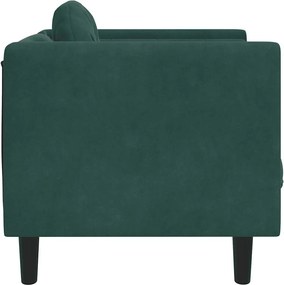 vidaXL Πολυθρόνα Σκούρο Πράσινο Βελούδινη με Μαξιλάρι