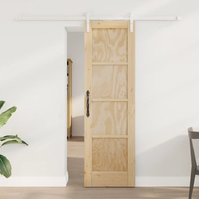 vidaXL Συρόμενη Πόρτα με Σετ Αξεσουάρ 61x198.5 εκ. Στερεό Ξύλο Πεύκου