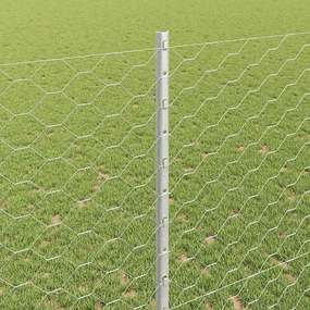 vidaXL Εξωτερική εξάγωνη περίφραξη με στήλη 10 x 1,4 μ Ασημί Δίχτυ