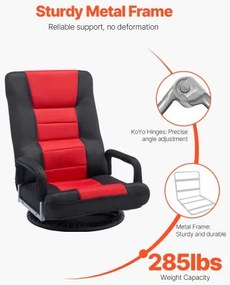 VEVOR 360° Swivel Floor Gaming Chair Folding Floor Chair with Armrest Adjustable