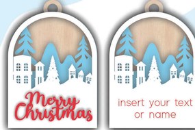 Intra απο ξύλο plywood 3mm-4mm πάχος Χριστουγεννιάτικη 3d Layered Δίασταση 8x8 cm INTRAFABR-79990264