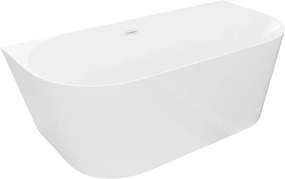 Mexen Oval Slim ελεύθερη μπανιέρα γωνιακή 170 x 80 cm, λευκή, λευκή υπερχείλιση