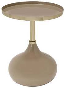 Coffe table Treil Inart beige-gold enamel metal D36x45cm 36x36x45 εκ.