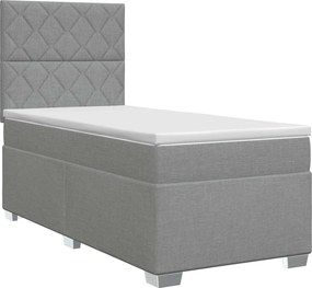 vidaXL Κρεβάτι box spring με στρώμα Ανοιχτό γκρι 90 x 190 cm Ύφασμα