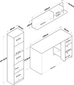 Γραφείο με Βιβλιοθήκη Καρυδί / Ανθρακί EBOPRE 120x45x73.8