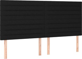 vidaXL Κρεβάτι Boxspring με Στρώμα &amp; LED Μαύρο 160x200 εκ. Υφασμάτινο