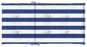 vidaXL Μαξιλάρια Καρέκλας Χαμ. Πλάτη 2 τεμ. Μπλε/Λευκά Ριγέ Υφασμάτινα