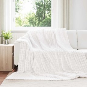vidaXL Κουβέρτα Λευκό 240 x 220 cm Μαλλί