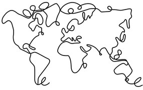 Διακοσμητικό Τοίχου World Map 930DYU1159 120x1,5x70cm Black Wallity Μέταλλο