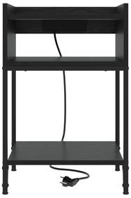 vidaXL Κομοδίνο με ράφι Μαύρη δρυς 40 x 40 x 61 εκ Επεξεργασμένο ξύλο