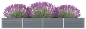 vidaXL Ζαρντινιέρα Υπερυψωμένη Γκρι 320x40x45 εκ. Γαλβανισμ. Χάλυβας