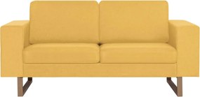 vidaXL Καναπές Διθέσιος Κίτρινος Υφασμάτινος