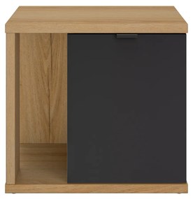Insi Otello κομοδίνο με μία πόρτα 45x35x42εκ. Helvezia Oak / Μαύρο  0191.GM02