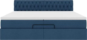 vidaXL Οθωμανικό κρεβάτι με στρώμα μπλε 200x200 cm ύφασμα