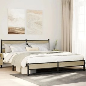 VidaXL Σκελετός Κρεβ. Χωρίς Στρώμα Sonoma Δρυς 193x203 εκ. Μεταλλικό