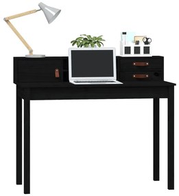 vidaXL Γραφείο Μαύρο 110x50x93 εκ. από Μασίφ Ξύλο Πεύκου