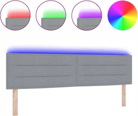 vidaXL LED κεφαλάρι με LED ταινίες φωτός Ανοιχτό γκρι 180 cm ύφασμα