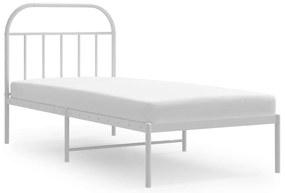 vidaXL Πλαίσιο Κρεβατιού με Κεφαλάρι Λευκό 90 x 190 εκ. Μεταλλικό