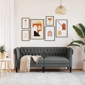 vidaXL Καναπές Διθέσιος Chesterfield Σκούρο Γκρι Υφασμάτινος