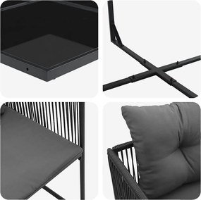 vidaXL Σέτ φαγητού για κήπο 13 pcs Μαύρο Ατσάλι