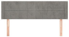 Κεφαλάρι με Πτερύγια Ανοιχτό Γκρι 147x16x78/88 εκ. Βελούδινο 3118816