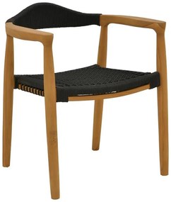 Καρέκλα - Πολυθρόνα Ganny teak ξύλο και σχοινί σε μαύρη απόχρωση 59x56x71εκ 59x56x71 εκ.