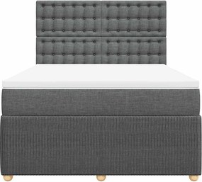 vidaXL Κρεβάτι Boxspring με Στρώμα Σκούρο Γκρι 140x190 εκ. Υφασμάτινο