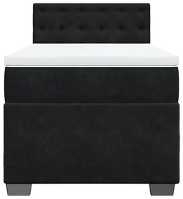 vidaXL Κρεβάτι Boxspring με Στρώμα Μαύρο Single Βελούδινο