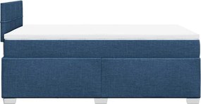 vidaXL Κρεβάτι Boxspring με Στρώμα Μπλε 120x190 εκ. Υφασμάτινο