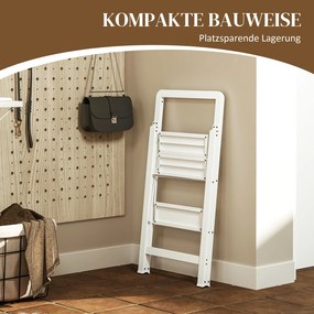 HOMCOM Σκάλα αλουμινίου 2 σκαλοπατιών, αναδιπλούμενη, αντιολισθητική πλατφόρμα, λευκή