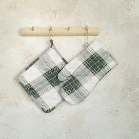Σετ Κουζίνας 2τμχ Γάντι Με Πιάστρα Royal One Size Green Nima 100% Cotton
