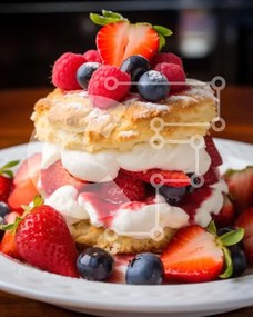 Σετ των 2 Intra Συλλεκτικό Ξύλινο Παζλ Plywood 4mm - Επιδόρπιο φρούτων και μπισκότων με σαντιγί Σε Ξύλινο Κουτί - Διαστάσεις: 10x10 cm – 25 κομμάτια