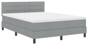 vidaXL κρεβάτι box spring  με στρώμα & LED φως γκρι 160x200 εκ. ύφασμα