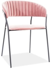 Καρέκλα τραπεζαρίας LIRA Βελούδο B ροζ με μαύρα πόδια